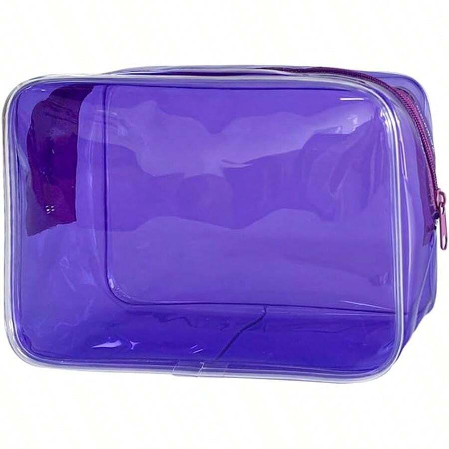 Neon Pouch Small, Makeup Bag, 7"X2.3"X4.7" Size TSA Approved Toiletry Bag, Clear Travel Bags For Toiletries, Clear Cosmetic Bag For Women And Men Small (Transparent (Black Bone)) - 橘子 - 查看 1