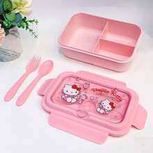 SANRIO 1 Set Merlot Cinnamon Roll Bento Box, Microwave- Bento Lunch Box With Utensils, Rectangular Fruit Bento Box, Suitable For Travel, Birthday, Valentine's Day, Holiday Party, Back To School, Wedding, Restaurant - Multicolor - View 6