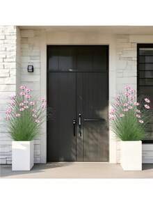 6件套人造户外花卉和块茎草 - 非洲雏菊和块茎草地栽植物的塑料复制品，适用于花园、露台、酒店装饰 - 全年易于维护（无需浇水，不含花盆） - 彩色 - 查看 8