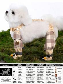 All Season Cute Plaid Bear Anti-Dirty Pants, Small Dog Walking Pet Cat Dog Boots, Outdoor Anti-Dust Shoes - Beige - View 6