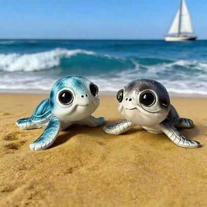 1 tượng rùa biển nằm nghiêng sống động như thật, làm bằng nhựa, đồ trang trí hình động vật cho bàn làm việc, sân vườn.