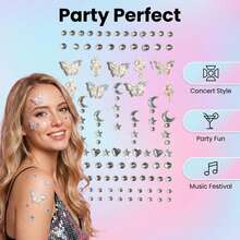 Face Diamond Sticker Aurora 3D Makeup Facial Adhesive Accessories Concert Sparkle Pearl Decal Performance - Multicolor - View 2
