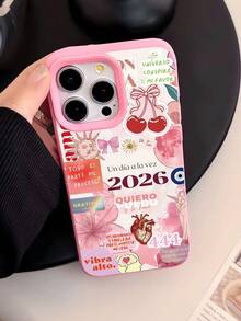 1pc Fashionable Personalized Sunflower Heart Blue Eye Cherry Pattern Liquid Silicone Shockproof Anti-Fingerprint Phone Case, Compatible With IPhone 17/16/16Pro/16Plus/15/15ProMax/15Pro/11/12/13/14ProMax/11Pro/11ProMax/12Pro/12ProMax/13Pro/13ProMax/14Pro/14ProMax, Elegant Soft Cover - Multicolor - View 2