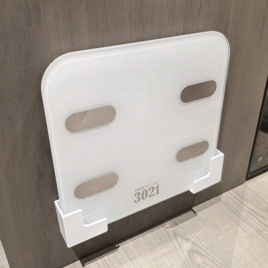 2个装壁挂式体重秤支架，免钻孔浴室/健身房电子秤收纳架，节省空间整理架，黑白两色 - 白色 - 查看 1