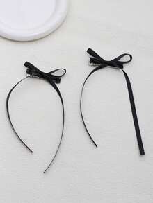 2个装女士黑色蝴蝶结发夹，优雅可爱发卡，简约时尚发饰，适合日常、外出、上学等场合，情人节主题，发爪夹，发卡，学习用品，大学，黑色蝴蝶结，发饰，头部饰品，女士发饰 - 黑色 - 查看 8