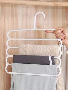 5pcs White Multi-Layer Pants Rack, Multifunctional Wardrobe Hanger For Pants, Jeans, Skirts, Space Saving - 5 white - View 5