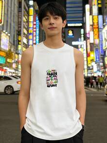 ブラックのフルーツデザイン入り サマーウェア ノースリーブTシャツ ファッション性溢れる 若者向け - ホワイト - チェックする 1