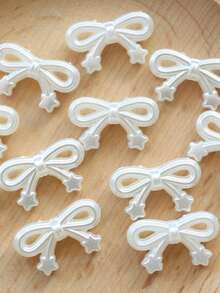 EECLYCJ 50g Faux Pearl ABS Pearlescent Bow Beads, 3 Styles Of Sweet Cute Kawaii Mini White Hole Beads For Girls DIY Crafts, Cellphone Straps, Handbag Charms, Hair Ties, Bracelets, Handmade Mother's Day Gift Materials - Beige - View 8