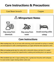 1pc Copper Zirconia Encrusted Heart Shaped Brooch Pin, Suitable For Men And Women Wear Or Gift - Bear Heart Brooch - View 6