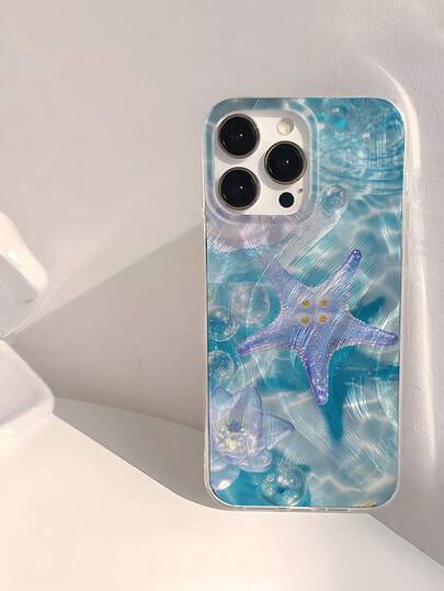 1pc Ocean Style Healing Dynamic Purple Starfish Pattern Waterproof Anti-Fingerprint Anti-Scratch Transparent IMD Soft Glossy Smooth Phone Case, Suitable For Confession, Friends, Family, Couples, Birthday, Holiday Gifts, Compatible With IPhone 17/17 Plus/17 Pro/17 Pro Max
