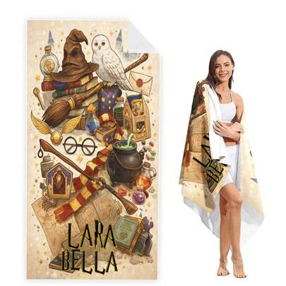 1 chiếc khăn tắm biển in hình các yếu tố kỳ diệu của Harry Potter, khăn tắm mùa hè in họa tiết thế giới phép thuật cổ điển, lý tưởng cho bãi biển, hồ bơi, kỳ nghỉ, spa, món quà tuyệt vời cho người hâm mộ Harry Potter, gia đình và bạn bè.