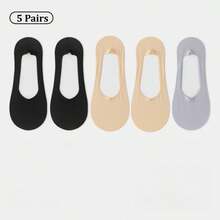1/3/5 Pairs Spring And Summer Ice Silk Boat Socks For Women, Anti-Slip, No Heel Slipping, Invisible Socks, Thin Low-Cut Socks, Breathable Cool Socks - Multicolor - View 16
