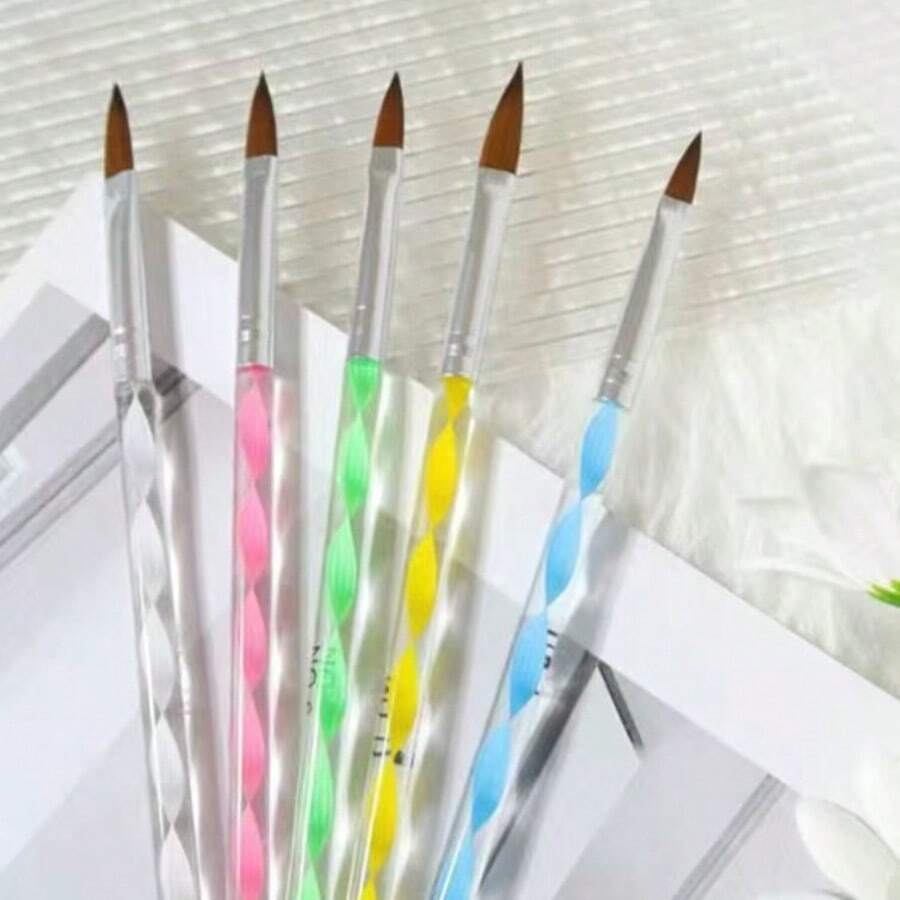 Nail Art Pen Set Acrylic Nail Brush With Acrylic Spiral Handle For Painting, Carving & French Style Nails Professional Nail Tool - Multicolor - View 1
