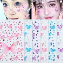 Face Diamond Sticker Aurora 3D Makeup Facial Adhesive Accessories Concert Sparkle Pearl Decal Performance - Multicolor - View 6