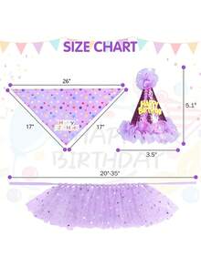 3pcs Dog Birthday Headband Set, Includes Hat And Dress, Suitable For Dog Birthday Party, Cute Tutu Dress Set For Small, Medium And Large Dogs - Purple - View 8