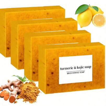 1/3/5pcs Turmeric Vitamin C Niacinamide Brightening Cleansing Soap, Deep Cleanse Skin, Brighten Complexion, Moisturize, Enhance Radiance, Bid Farewell To Dullness And Roughness. Suitable For Bathing, This Handmade Soap Contains Natural Turmeric Extract To Deeply Cleanse And Nourish The Skin.