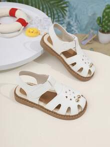 夏季女童软底鞋，儿童厚底平底凉鞋，大童新款 - 白色 - 查看 7