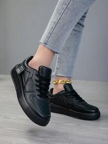 Giày nữ thường ngày, giày thể thao thời trang, giày trượt ván phong cách đường phố nhẹ. - màu đen - Xem 5