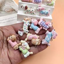 7/14/20个可爱小狗吊坠，用于珠宝制作，萌系小动物吊坠，DIY耳环 - 彩色 - 查看 6