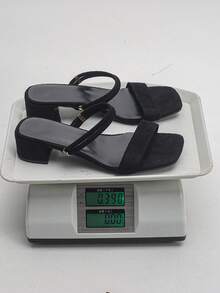 2026夏季新款方头粗跟凉鞋，系带通勤高跟鞋，软底女鞋 - 黑色 - 查看 8