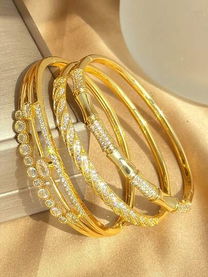 18K Gold Plated Stainless Steel Elegant And Sparkling Women's Bracelet Suitable For Daily Wear, Party Accessories, Birthday And Anniversary Gifts Halloween Christmas Thanksgiving Boho Jewelry Daily Party Summer Jewelry Mom Gift, Back To School Gift Birthday Wedding Gift
