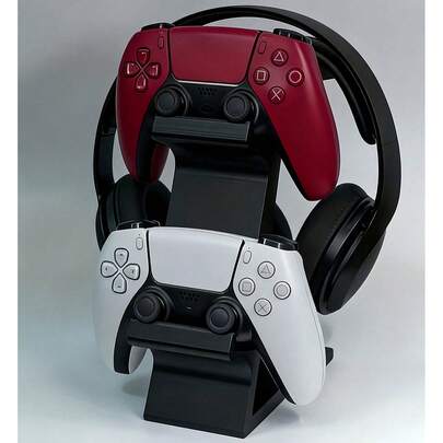 1 pieza Soporte universal de 3 en 1 para controlador de juegos y auriculares. Adecuado para 2 controladores de juegos y 1 soporte de ahorro de espacio para auriculares. Estante de almacenamiento de auriculares duradero, adecuado para jugadores hardcore y usuarios casuales. Adecuado para configurar estantes de almacenamiento para juegos, entretenimiento en el hogar, área de trabajo, accesorios de escritorio, accesorios de juegos, decoración de la sala de juegos, decoración del hogar, temporada de regreso a la escuela, regalos para hombres, regalos para mujeres, mejor selección de regalos