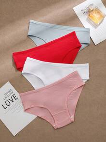 5 chiếc quần lót nữ bằng cotton co giãn cao, màu trơn, in chữ, cạp thấp, thoải mái ôm sát. - Nhiều màu - Xem 7