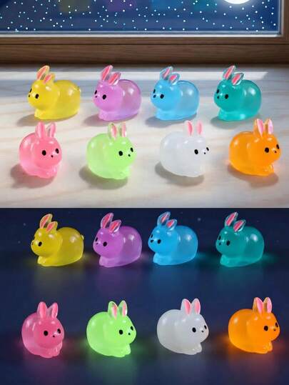 Set de 100/50/20/10/1 pieza de mini modelo de conejo de resina que brilla en la oscuridad, regalo de paisaje micro de animales lindos, adecuado para decoración de jardinería DIY, exhibición, decoración de escritorio, decoración del hogar