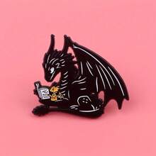 Dragon Reading Book Lover Cartoon Brooch, Enamel Pin, Suitable For Backpack Briefcase Badge, Clothing Accessories Fashion Gift 1 Piece - A - 查看 2