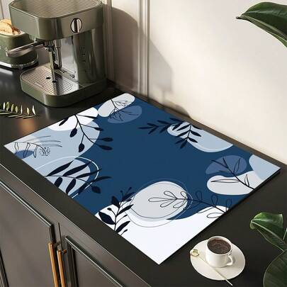 1pc Colorful Patchwork Style Printed Kitchen Decor, Coffee Machine Mat, Handmade Coffee Pot Draining Mat, Kitchen Floor Mat, Dining Table Mat, Kitchen Counter Dish Drying Mat, Breakfast Mat, Heat-Resistant Anti-Slip Coaster, Washing Machine Mat, Silicone Draining Mat, Hides Stains, Super Absorbent Kitchen Mat, Easy To Clean Dish Rack Mat, Suitable For Kitchen, Dining Table, Coffee Shop, Bar, Holiday, Party, Home Decor, Holiday Gift