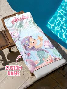 Personalized Children's Beach Towel, Perfect Summer Birthday Gift, Suitable For Various Summer Occasions. Customizable Beach Towel And Accessories, Applicable For Beach, Swimming Pool, Travel, Camping, Yoga And Other Scenarios. - Multicolor - View 9