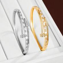 1 chiếc vòng tay thời trang hình mũi tên quấn quanh, đính đá Cubic Zirconia, dành cho nữ. - Nhiều màu - Xem 2