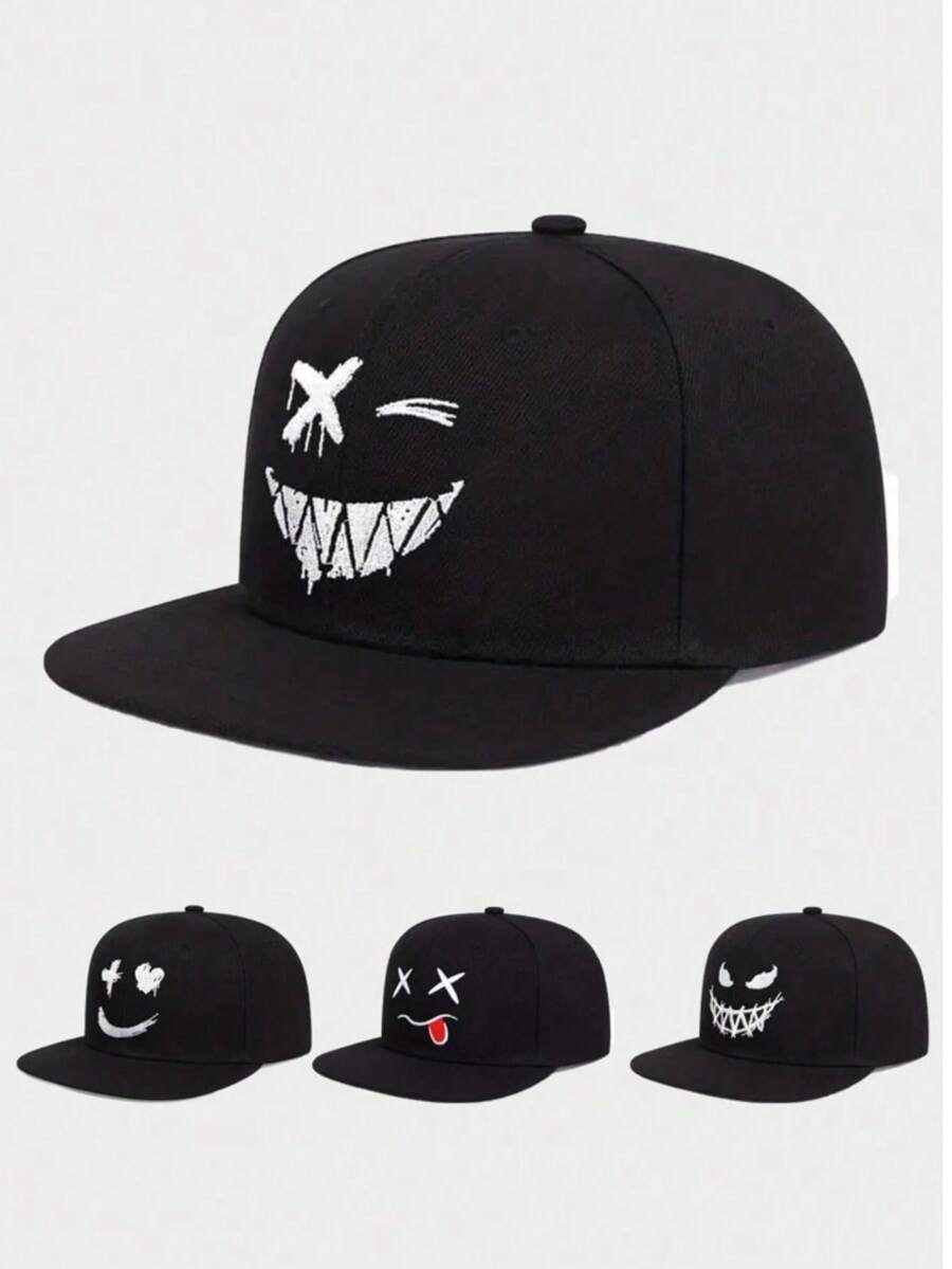1 Adjustable Baseball Cap With A Smiling Face, Outdoor Sun Protection Casual Hat, Suitable For Spring And Autumn, Travel And Beach, Unisex, Y2K Style - Embroidery - View 1