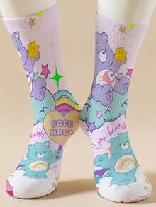 CARE BEARS 1 Pair Women's Personalized Socks, 360 Degree Digital Printing With Interesting Cheer Bear, Wish Bear, Heart Bear, Angel Bear, Grumpy Bear, Fashionable And Minimalist, Suitable For Daily Wear And Graduation/Birthday Gifts - Multicolor - View 4