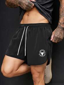 Pantalones cortos deportivos unisex, pantalones cortos casuales transpirables y de secado rápido para fitness y running de verano - Negro - Ver 2