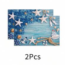 1 pieza Mantel de estilo oceánico, con patrón de conchas, tapete para el desayuno, diseño minimalista, decoración de mesa, accesorio de cocina, mantel de lino, posavasos, agarradera, base para tazón, fácil de limpiar, adecuado para el hogar, comedor, decoración del comedor, juego de regalo, regalo festivo, regalo para amigos - Multicolor - Ver 19