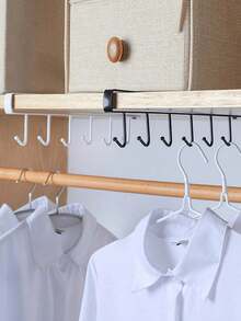 1pc White/Black 6-Hook No Drill Kitchen Organizer Rack, Suitable For Cabinets, Cookware, Spatulas And Other Kitchen Items - View 5