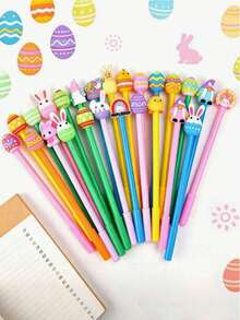 6/12/24支装 0.5mm 兔子图案中性笔，可爱兔子圆珠笔，复活节彩蛋，小矮人设计，办公学习用品，创意复活节礼物 - 彩色 - 查看 5