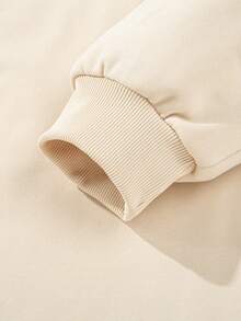 New Men's Solid Color Minimalist Versatile Half-Zip Sweatshirt, Fashionable Autumn/Winter Casual Loose Fit Sweatshirt - Apricot - View 11