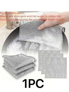 1 cái/Khăn lau chùi thần kỳ dày dặn hai mặt bằng dây thép kim loại, khăn lau bát đĩa nhà bếp, khăn vệ sinh dụng cụ. - Nhiều màu - Xem 13