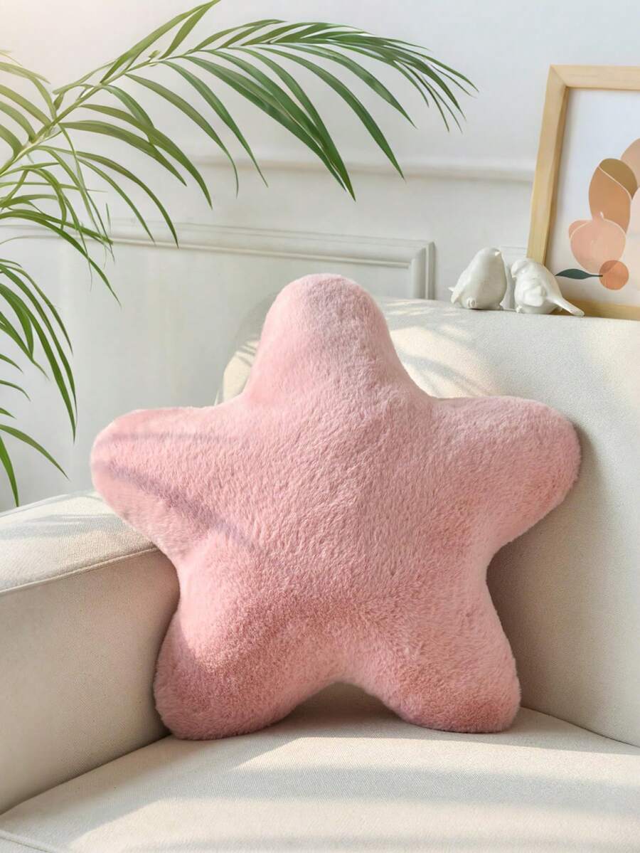 Almofada de Pelúcia Fofa em Formato de Estrela - Almofada de Pelúcia Sintética Macia, Perfeita para Sofá, Quarto e Decoração de Natal da Sala de Estar, Presente Ideal para Entes Queridos, Festa e Decoração de Quarto | Estilo Moderno | Lavável em Máquina - Rosa chiclete - Visão 1