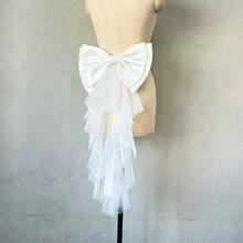 1 chiếc nơ lớn bằng satin trắng, trang trí eo bằng ruy băng lưới bất đối xứng, thích hợp cho mùa hè, đi biển, đám cưới, thanh lịch, tiệc tùng. - Nhiều màu - Xem 3