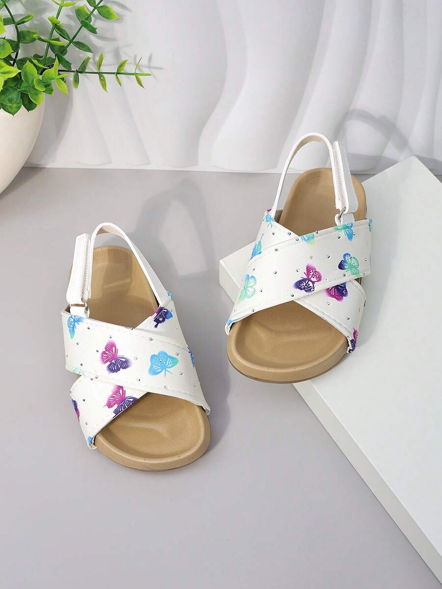 2026 Nuevas sandalias de princesa con flores para niñas, sandalias para niños con suela antideslizante y suave, Birkenstocks de cuero suave para bebé, adecuadas para uso en verano - Blanco - Ver 1