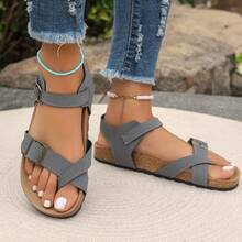 Women's Fashionable Comfortable Large Size Roman Sandals, Outdoor Beach Vacation Sandals,Spring Summer Outfits - Grey - View 11