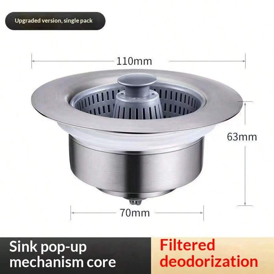 Juego de filtro y tapón para fregadero de 3 en 1, material ABS resistente y duradero con tapón que vuelve a su posición, accesorio esencial para el baño, filtro de drenaje, se adapta a los estándares europeos y americanos - Ver 1
