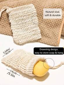 2pcs Reusable Exfoliating Soap Bags, Linen Drawstring Soap Pouch, Soap Saver Bag, Easy Lathering And Drying, Body Exfoliator, Back Scrubber, Skin Smoothing, Removes Dirt And Dead Skin, Bathing Cleaning Tool, Bathroom Accessory, Bathroom Decor, Summer - View 11
