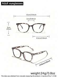1pc Unisex Square Frame Glasses, Natural Fit Flat Lens Glasses - Multicolor - View 3