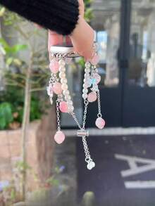 适用于 的夏季蜜桃粉色宝石珍珠蝴蝶手镯式表带，适用于 Ultra/SE 2/SE 1/Series 11/10/9/8/7/6/5/4/3/2/1，尺寸为 38/40/41/42/44/45/46/49 毫米 - 粉色 - 查看 5