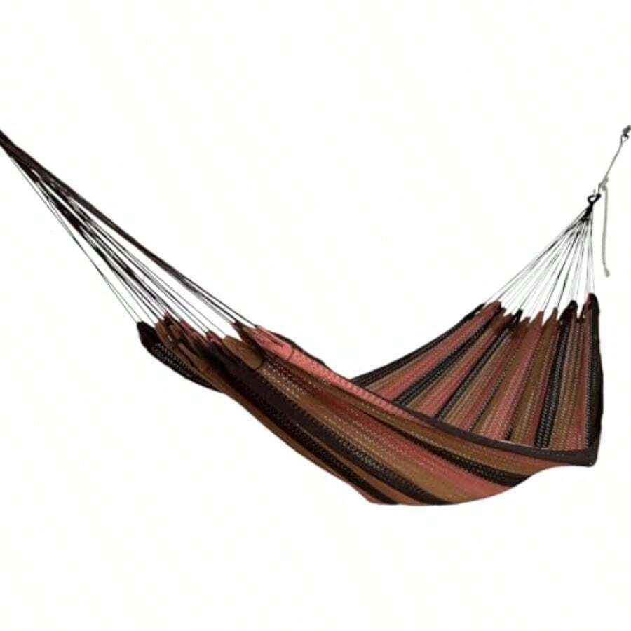 Hamaca Yucateca Capuchino de Algodón Fabricada en Yucatán Descansa y Decora tu Hogar Tanto en Interiores como en Exteriores - Capuchino - Ver 1
