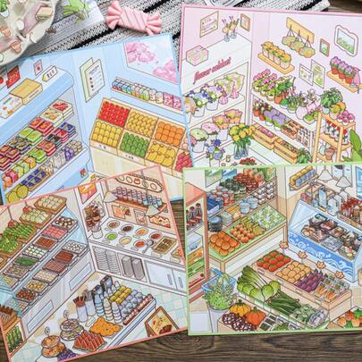 3 feuilles/sac d'autocollants, nouvelle série d'arrivages sur les étagères, autocollants thématiques mignons de stockage sur étagère, fournitures de scrapbooking et accessoires de cahier, utilisés pour décorer des cartes, des cadres photo, des ordinateurs, des coques de téléphone, des tasses à eau, des magazines de rebut, des trousses à crayons, des valises, des autocollants décoratifs de bureau, autocollants de rentrée scolaire, fournitures scolaires